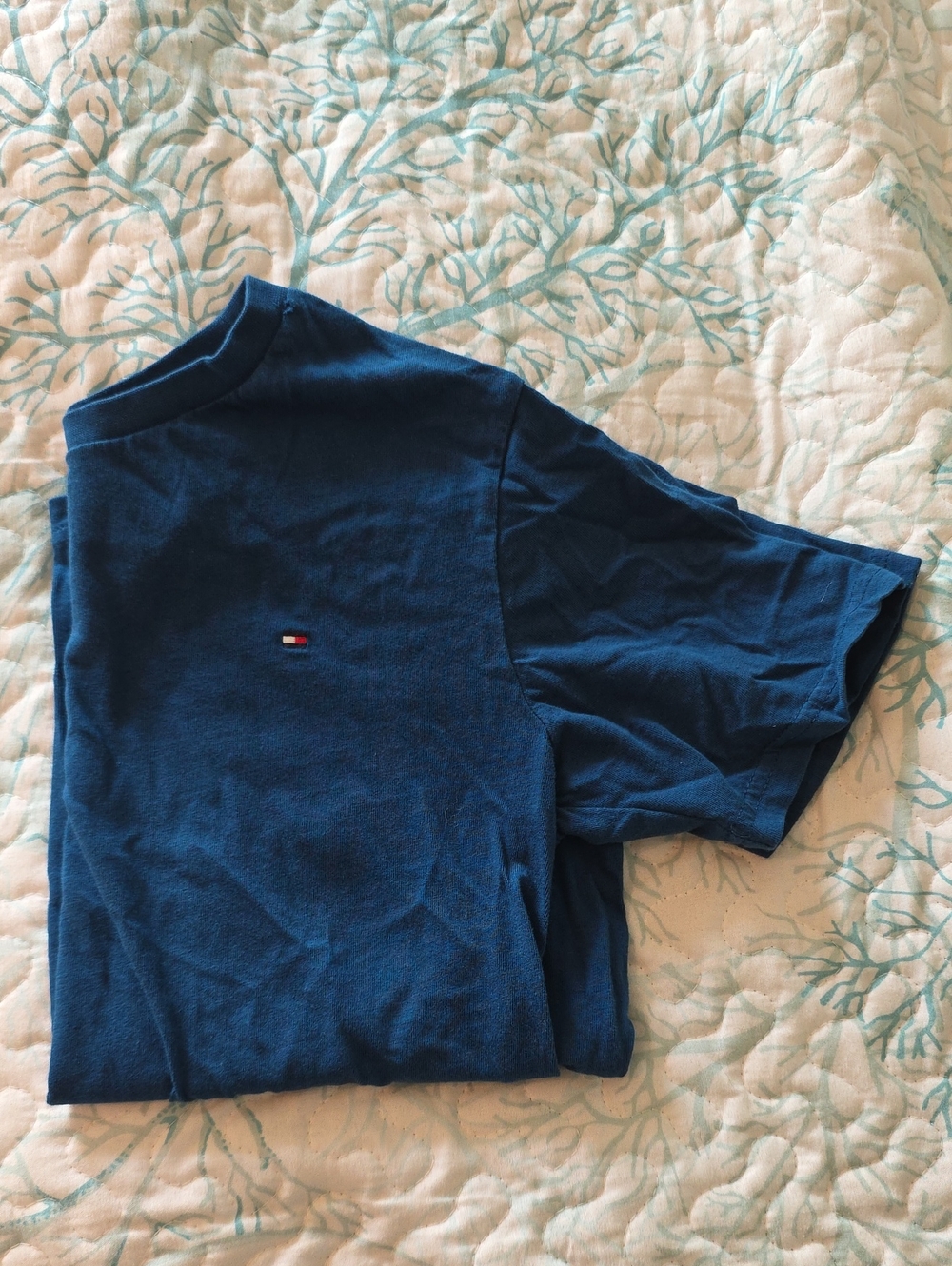 Tommy Hilfiger Blue Short Sleeve Tee with Flag Logo